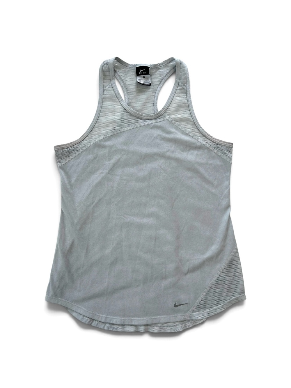 Nike Dri-Fit Women’s Light Gray Mesh Athletic Gym Yoga Racerback Tank